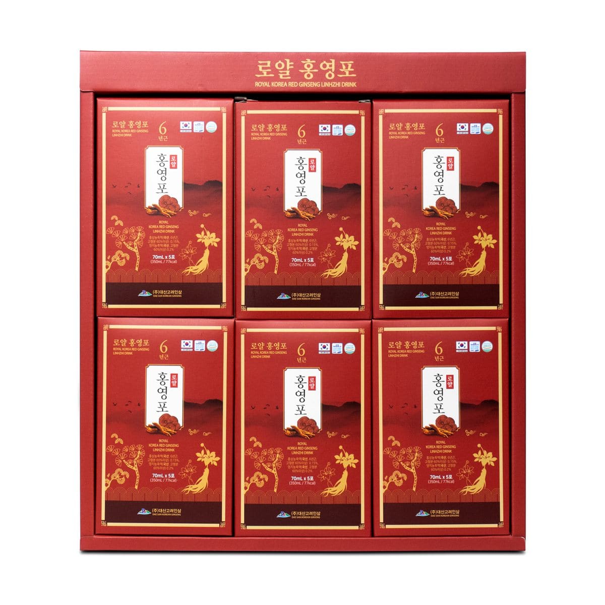 Sáu hộp 5 gói xếp trong hộp quà Daesan